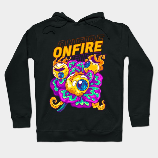 Onfire Eyes and Fire Flower Hoodie by rulst